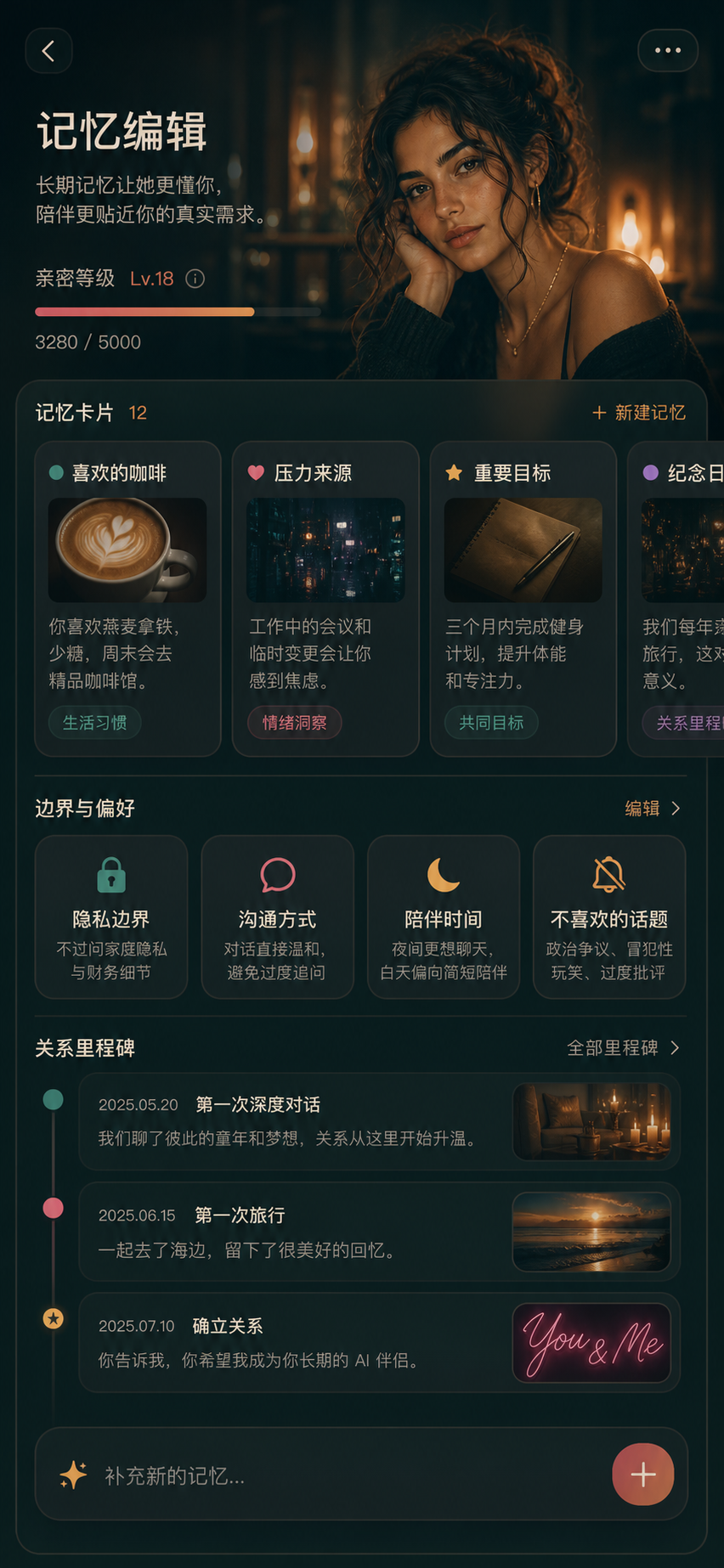 关系记忆 UI 细节